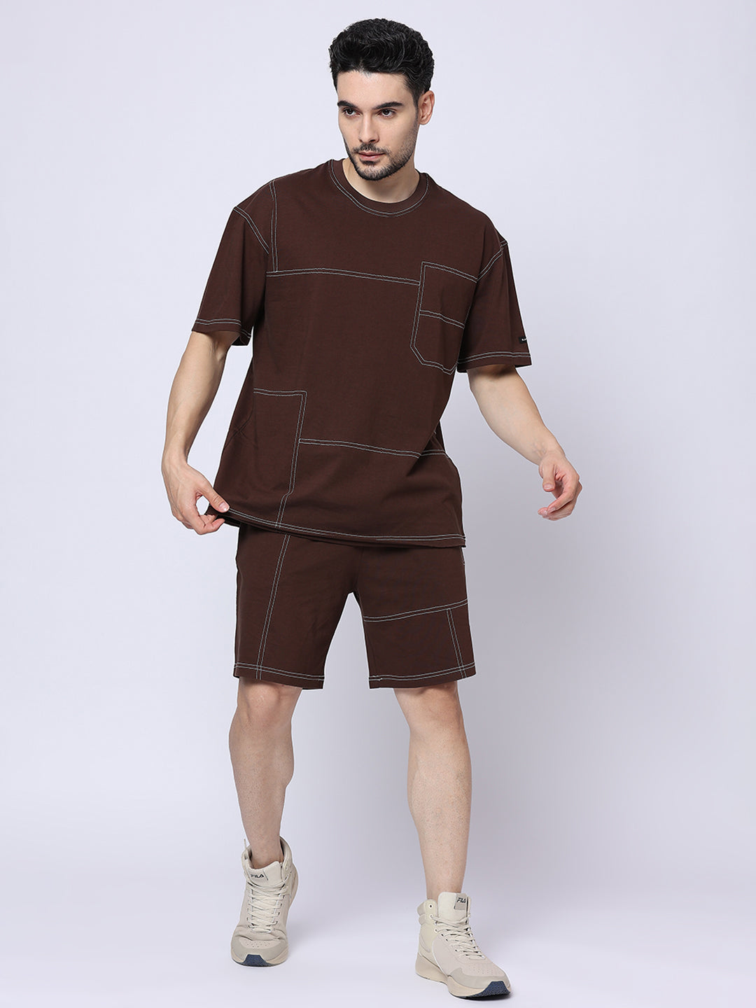 Buy Blamblack Men'S T-Shirt With Shorts Co-Ord Set