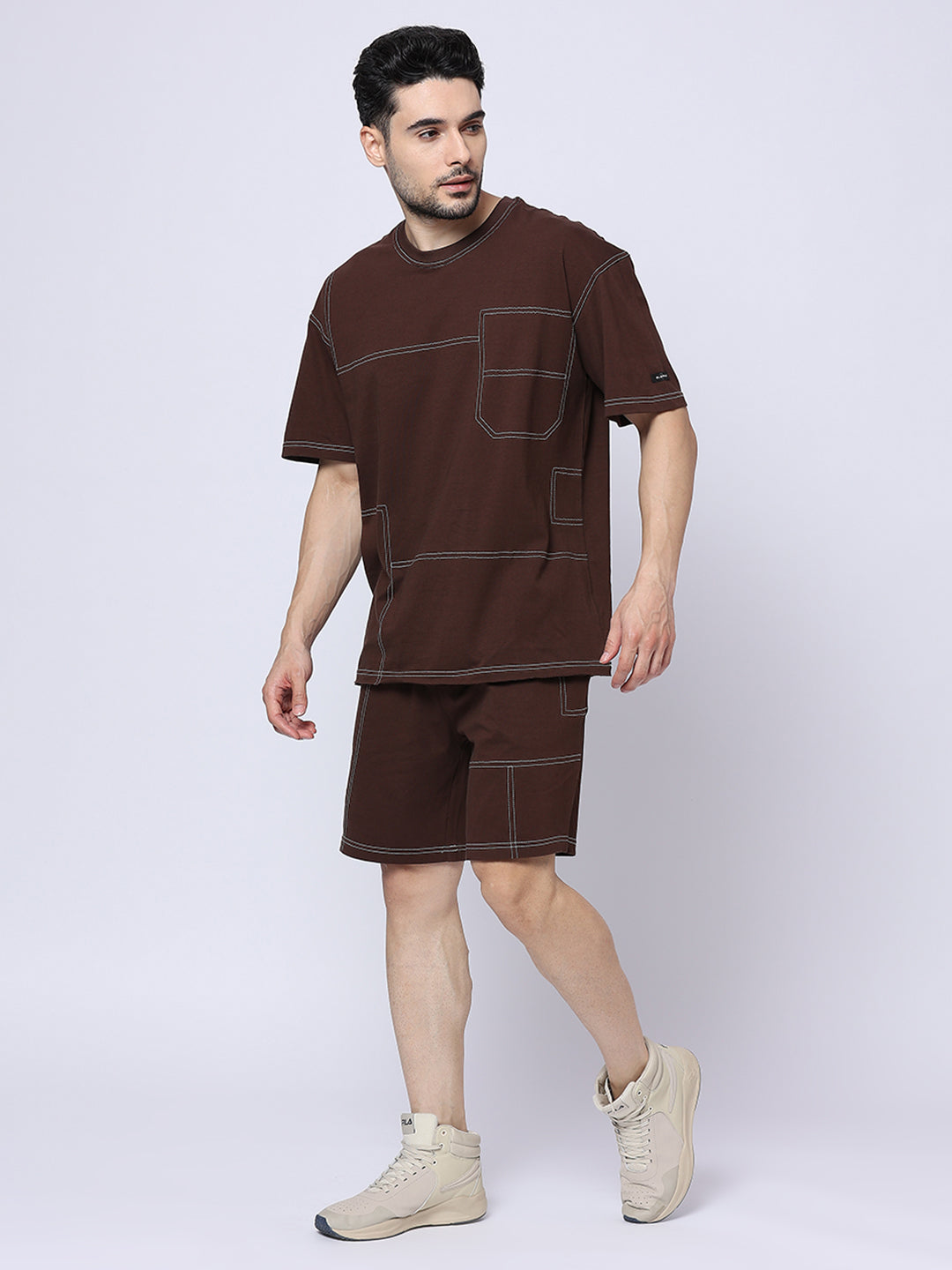 Buy Blamblack Men'S T-Shirt With Shorts Co-Ord Set