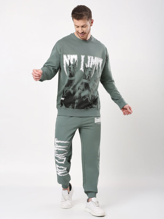 No Limit- Men's Printed Sweatshirt with Pants Co-ord-300 GSM Looper