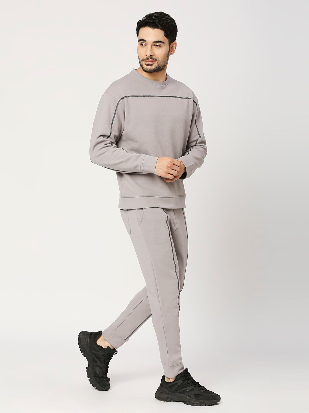 Buy Blamblack Men's Solid Full sleeves Sweat with Pants Co-Ord Set with Contrast Stitch detail.