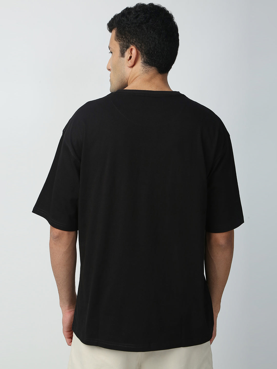 Buy Blamblack Men's Baggy Black Color Printed Round Neck T-Shirt