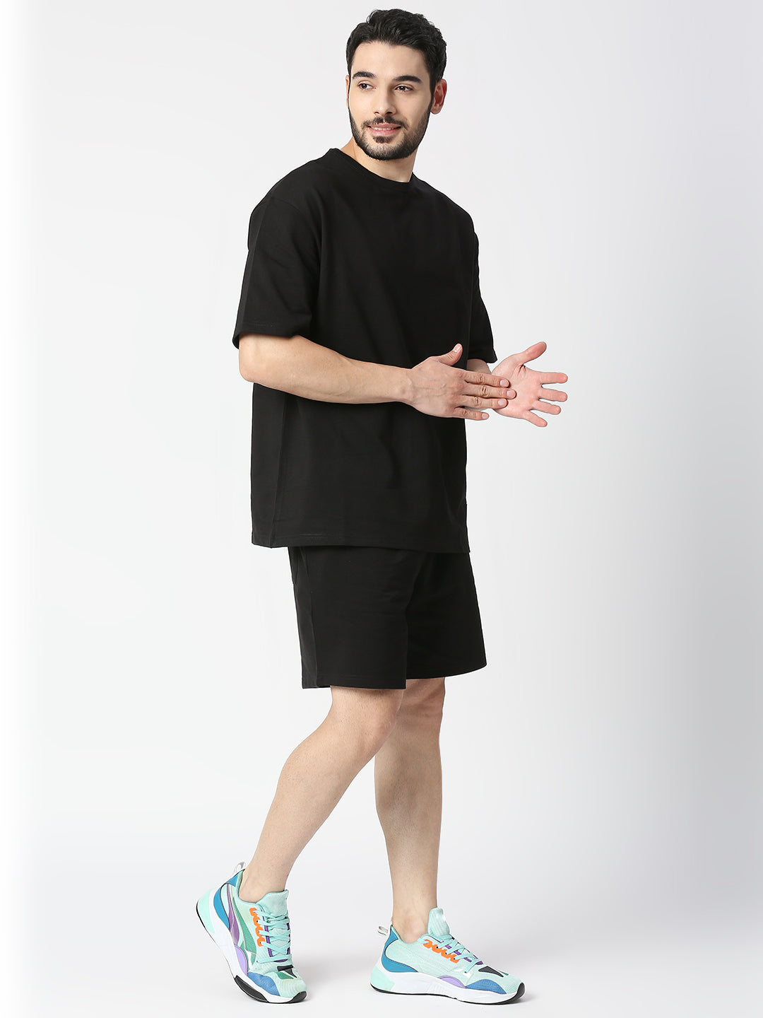 Buy Blamblack Solid Black Shorts Co-ord Set