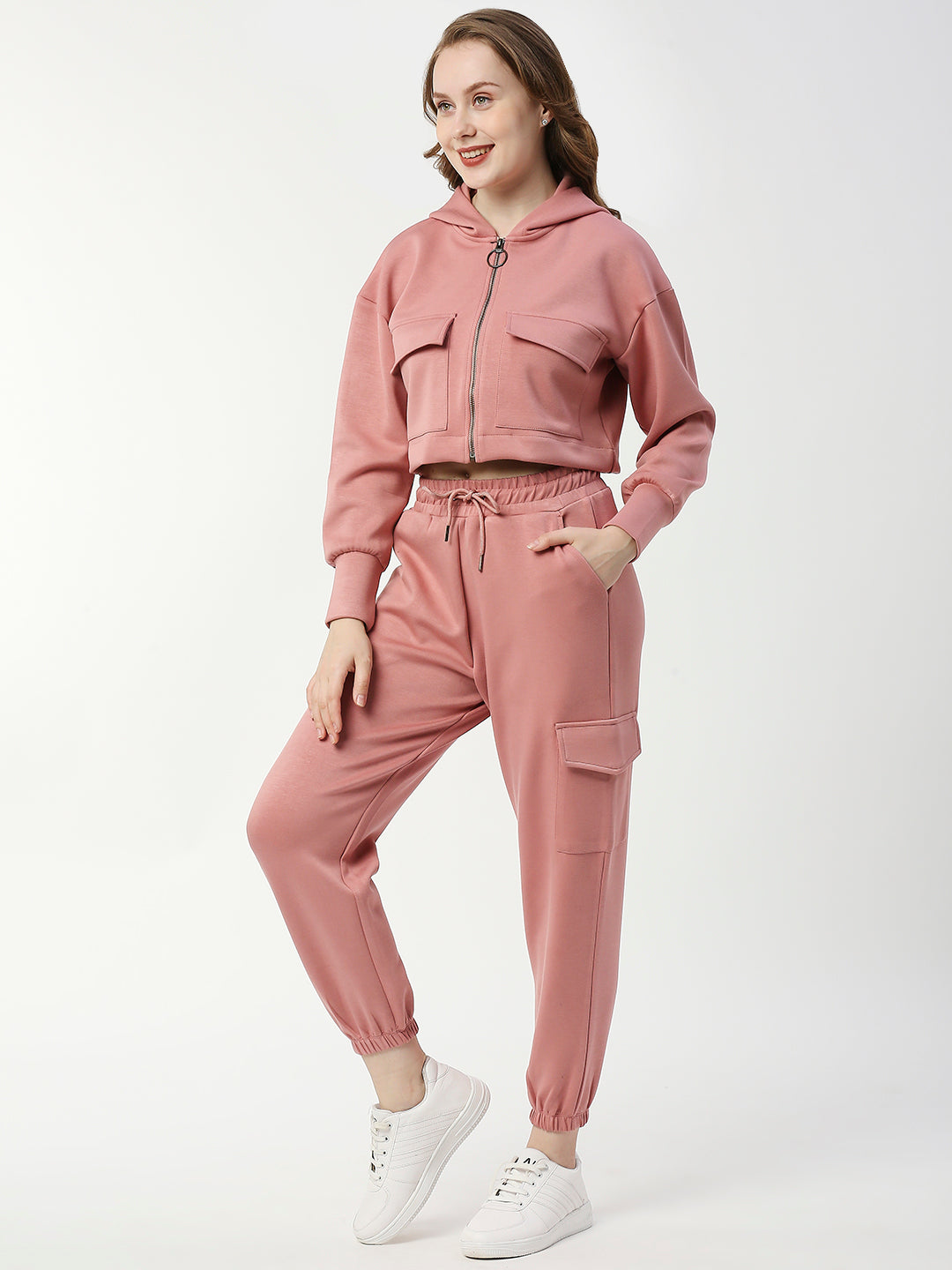 Buy Blamblack Women's Powder Pink Color Co-ordinates Set