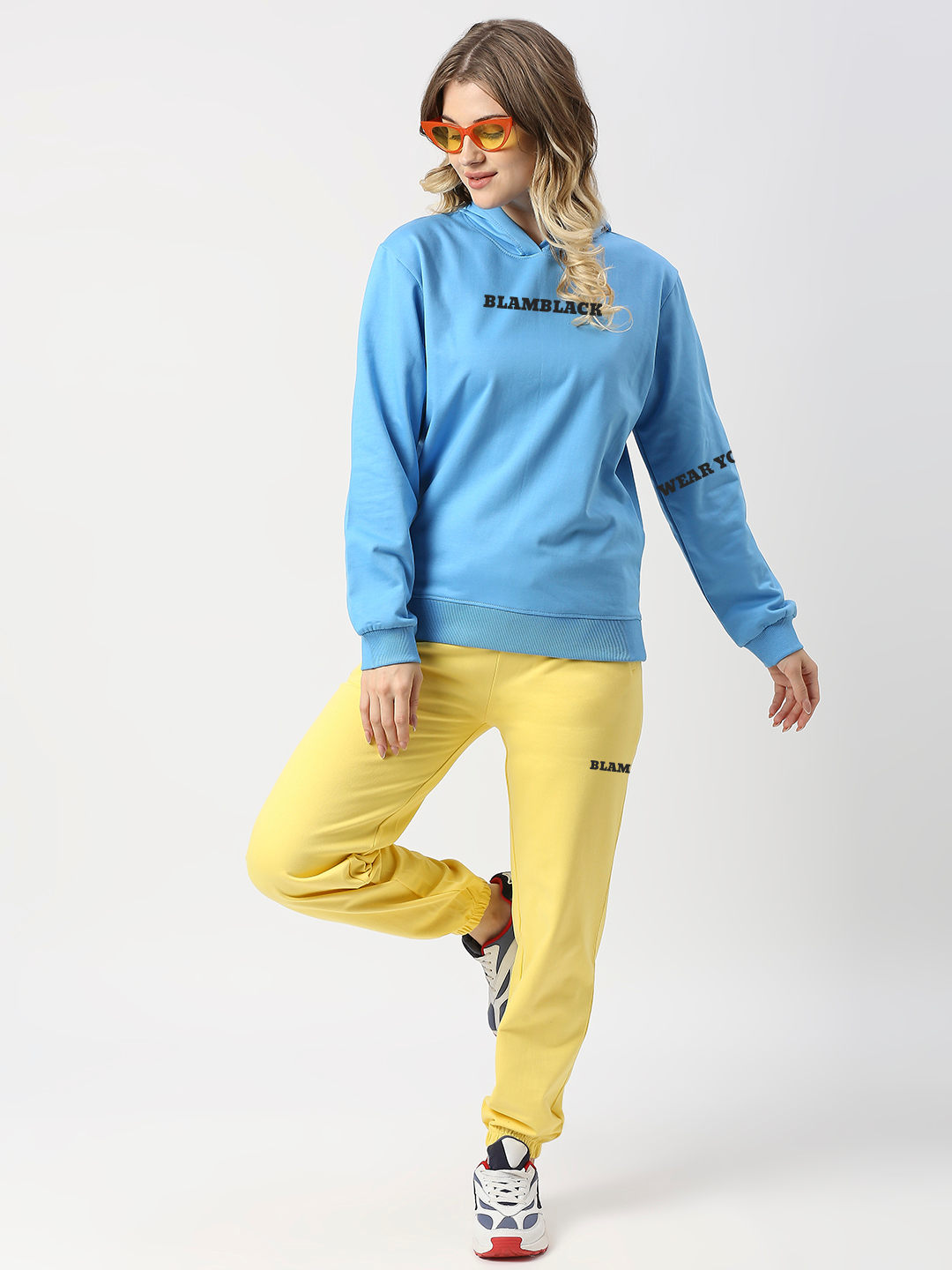 Shop Blamblack Blue Hoodie and Lemon yellow Joggers Co-ord Set Online –  BlamBlack