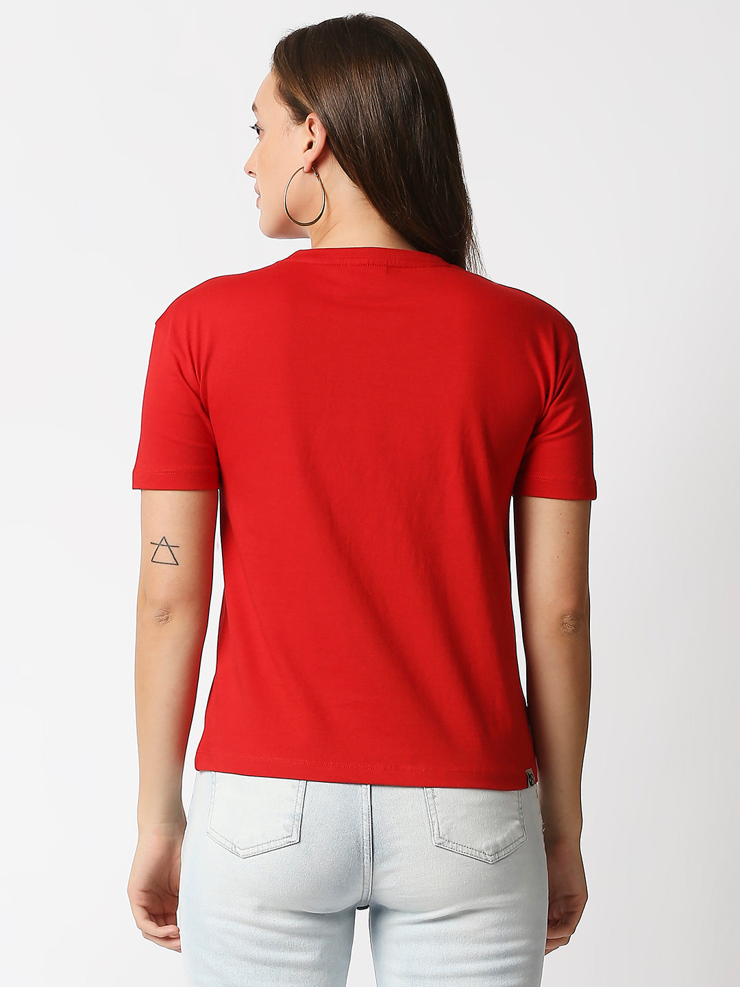 Buy Womenâ€™s Cherry Red Comfort fit Chest print T-shirt.