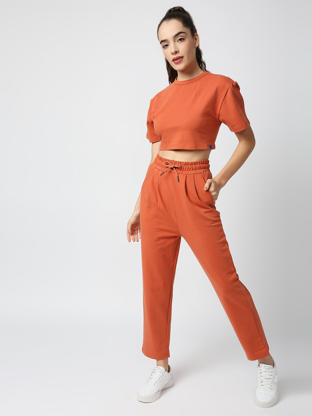 Buy Blamblack Women's Solid Rust Color Half Sleeves Co-Ordinate Set