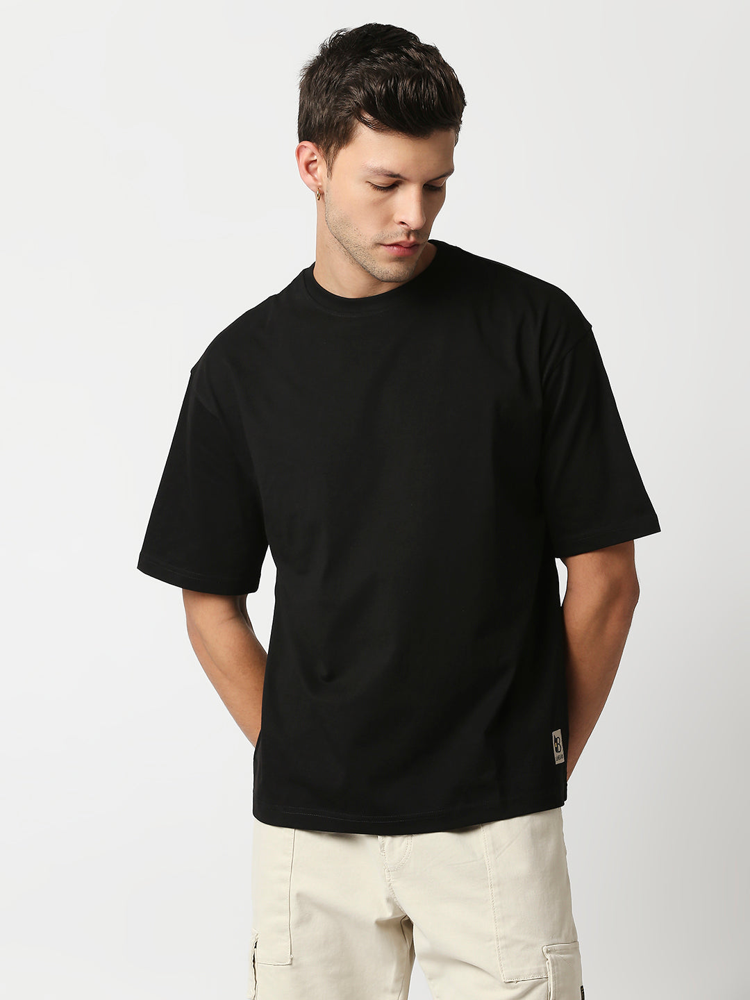 Shop Blamblack Men's Baggy Plain Black Color Oversized T Shirt