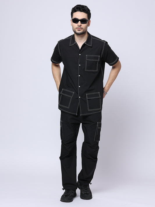 Buy Blamblack Men'S Premium Over-Sized Poplin Shirt With Pant Set