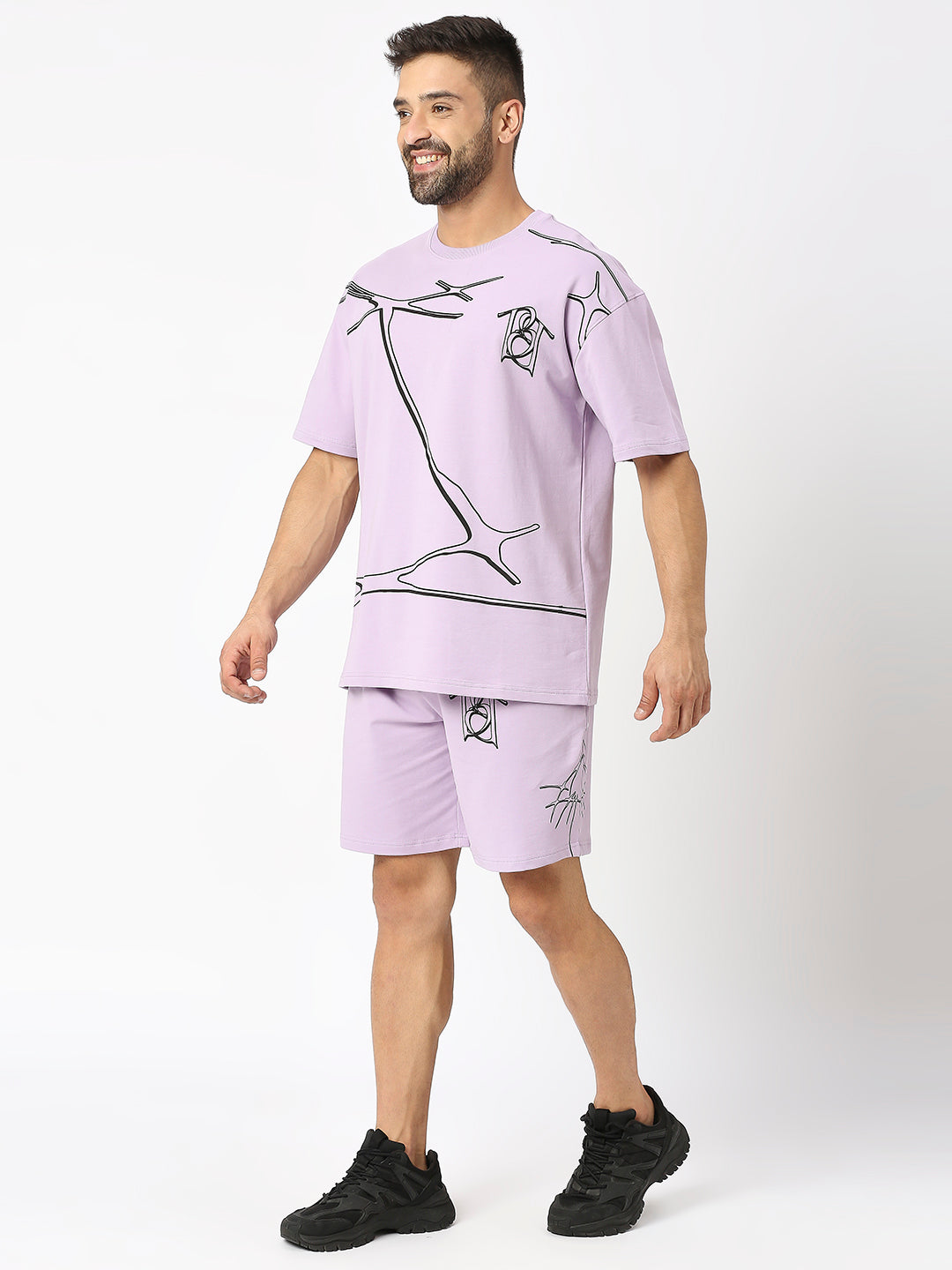 Printed Over-size T-Shirt with Shorts Co-ord Set