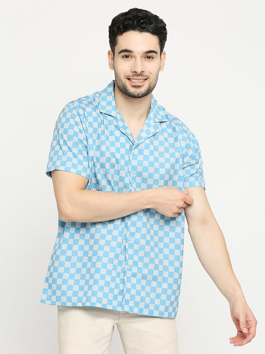 Buy BLAMBLACK Men's Printed Half Sleeves Regular fit Cuban Collar Shirt