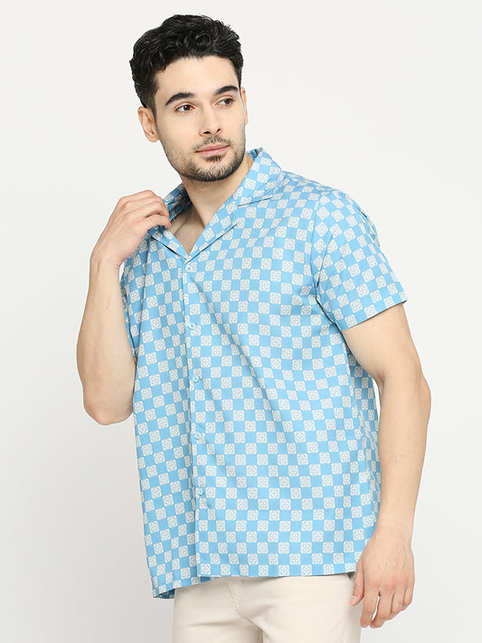 Buy BLAMBLACK Men's Printed Half Sleeves Regular fit Cuban Collar Shirt