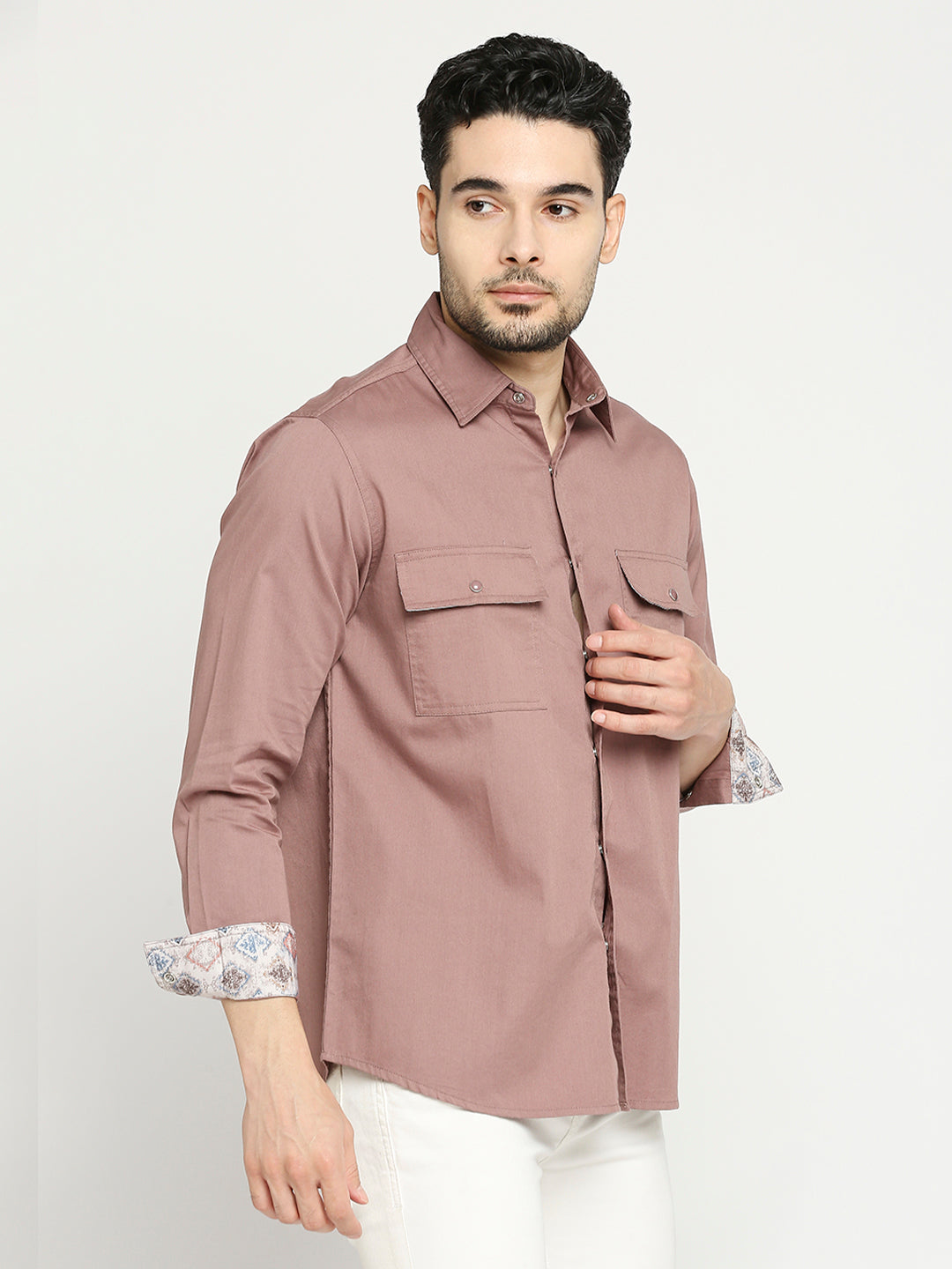 Buy Blamblack Men'S Solid Full Sleeves Regular Fit Spread Collar Shirt