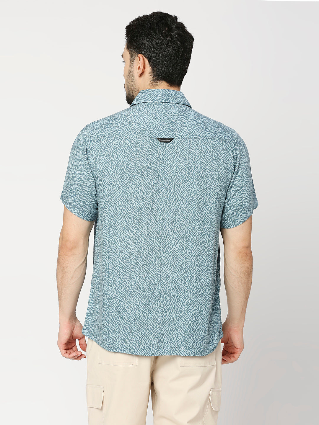 Buy BLAMBLACK Men's printed Crushed Rayon Regular Fit Half Sleeves Spread Collar Shirt