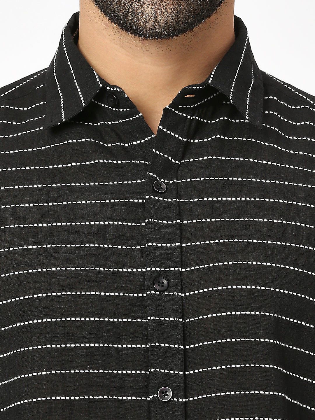 BLAMBLACK Men's Embroidered Half Sleeves Regular fit Spread Collar Shirt