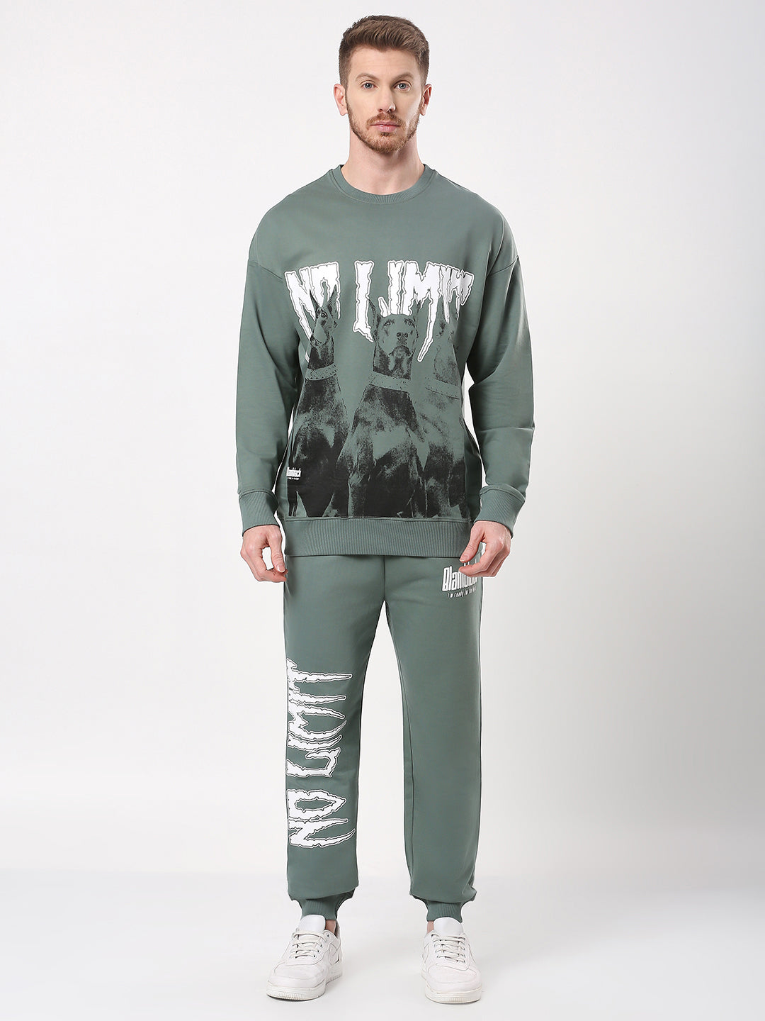 No Limit- Men's Printed Sweatshirt with Pants Co-ord-300 GSM Looper