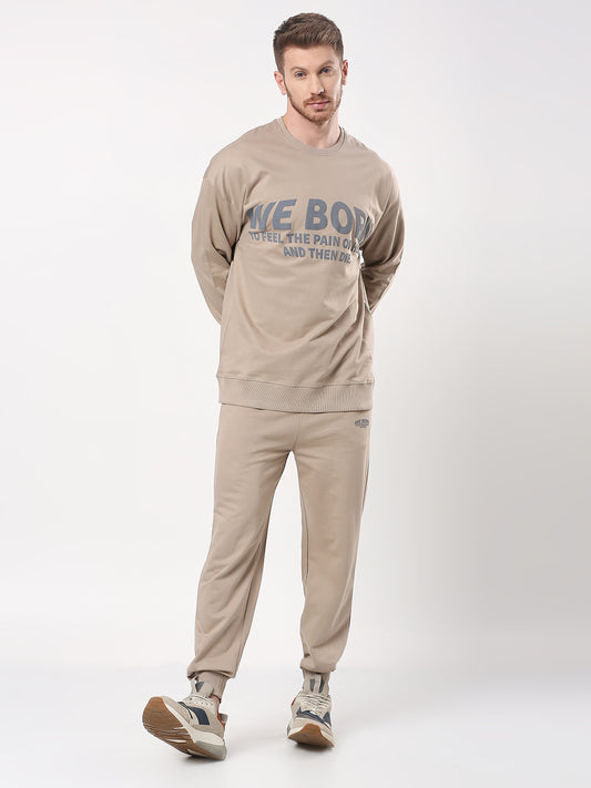We born- Men's Printed Sweatshirt with Pants Co-ord-300 GSM Looper
