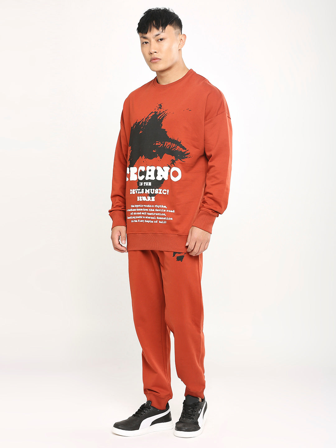 Techno Echo- Men's Printed Sweatshirt with Pants Co-ord-300 GSM Looper