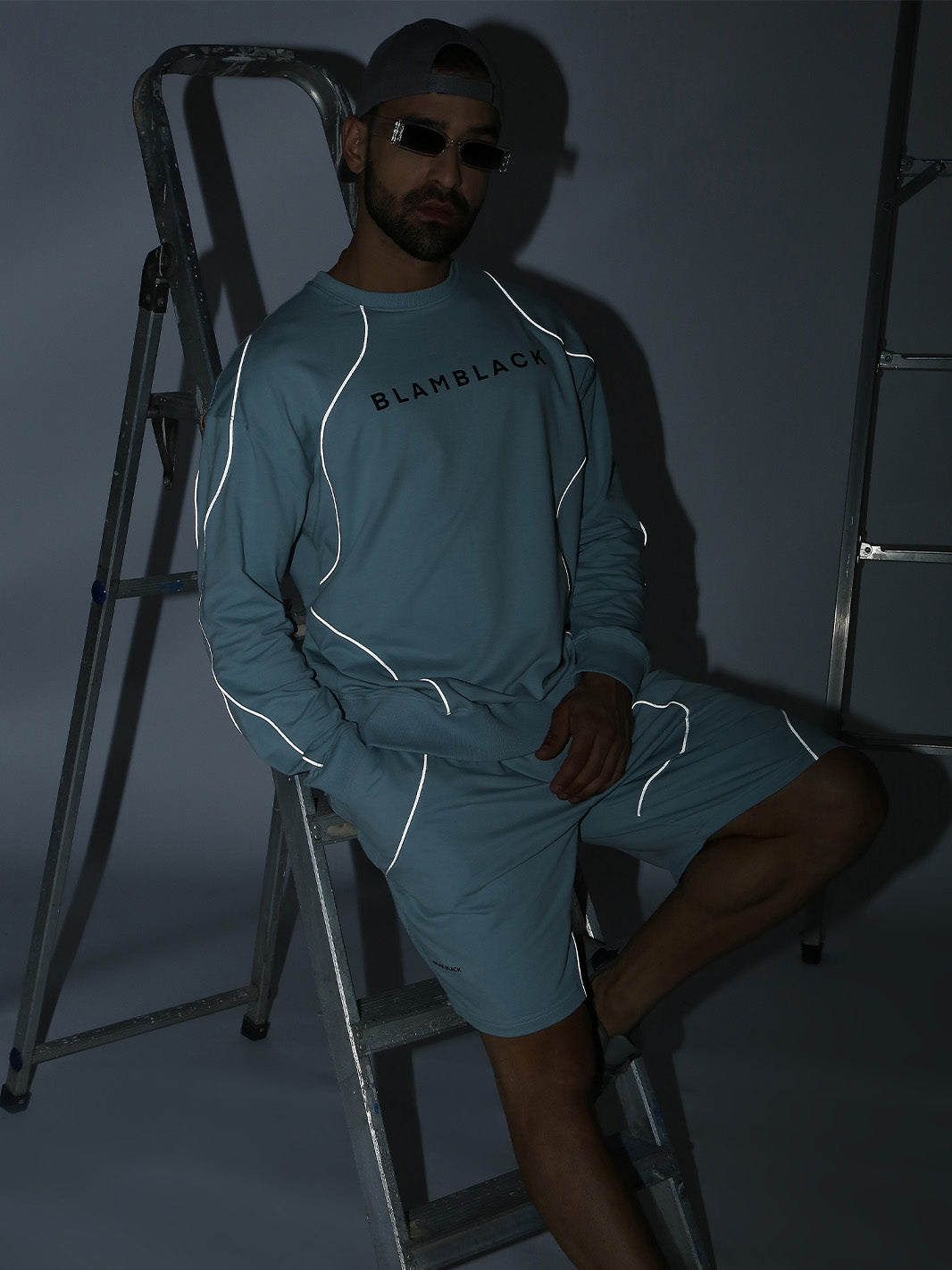 Over-sized Reflective T-Shirt with Shorts Co-ord Set