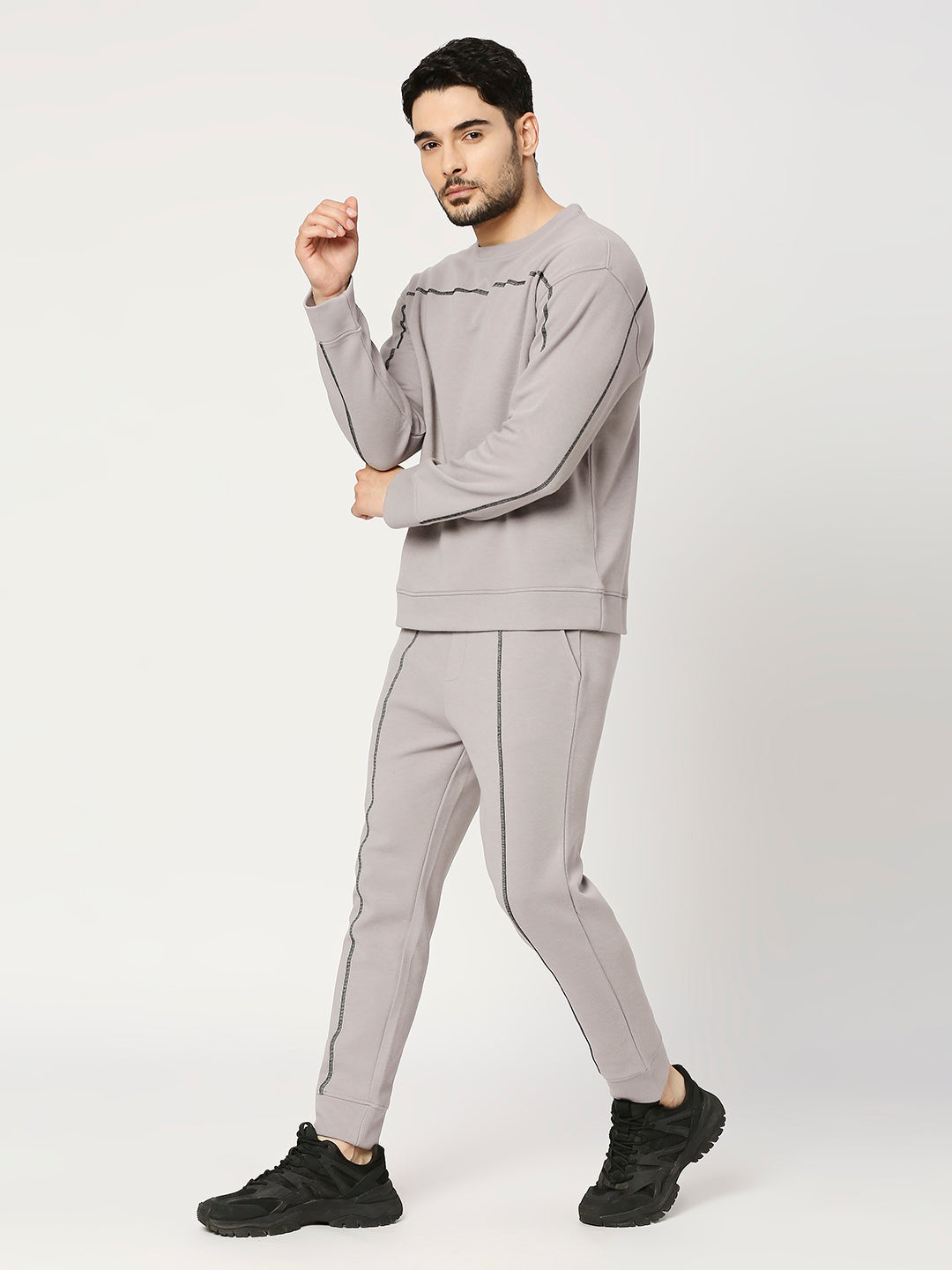 Buy Blamblack Men's Solid Full sleeves Sweat with Pants Co-Ord Set with Contrast Stitch detail.