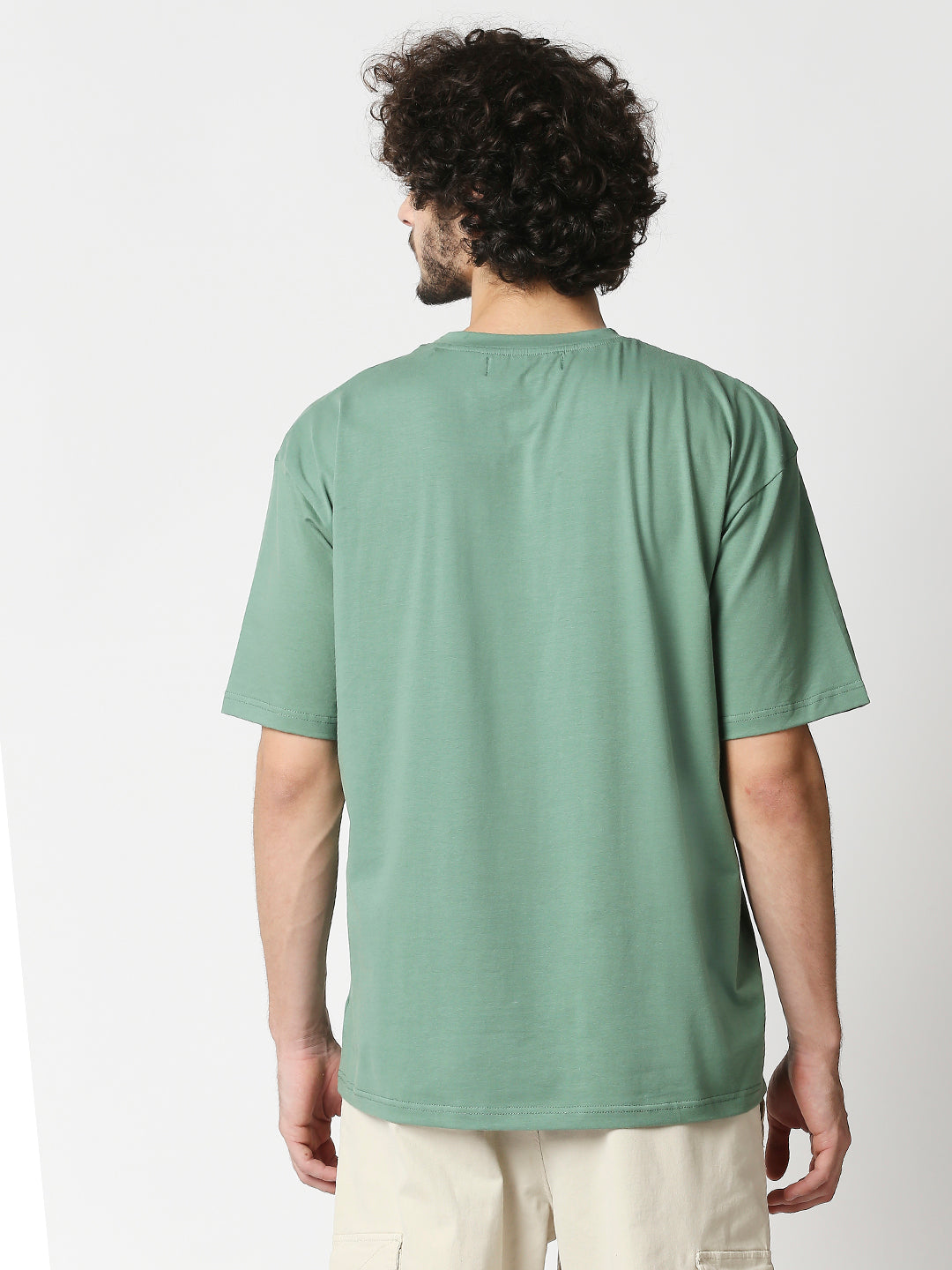 Buy Men's Over Size Fit Chest print Green Baggy T-Shirt