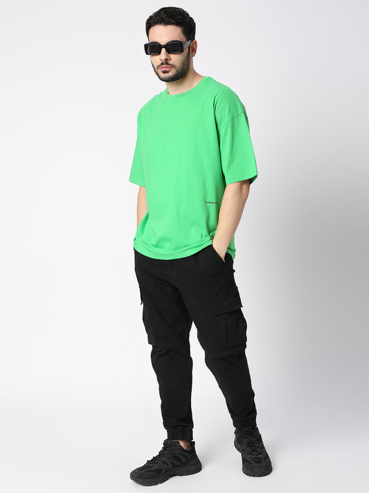 Buy Blamblack Solid Green Half Sleeved T-shirt