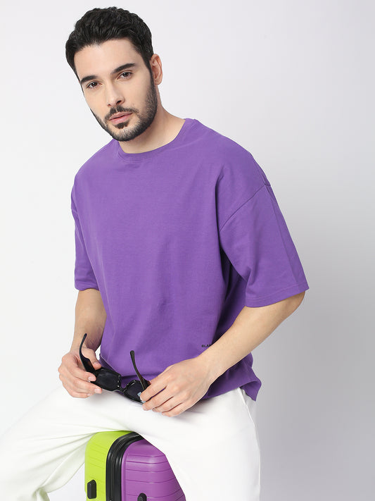 Buy Blamblack Solid Purple Half Sleeved T-shirt