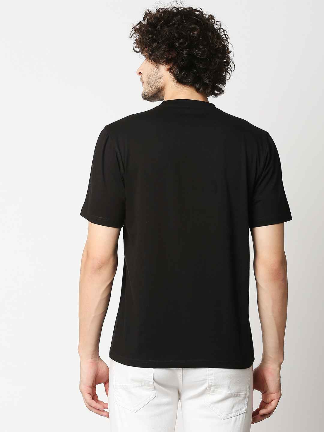 Buy Men's Comfort fit Black chest print T-shirt