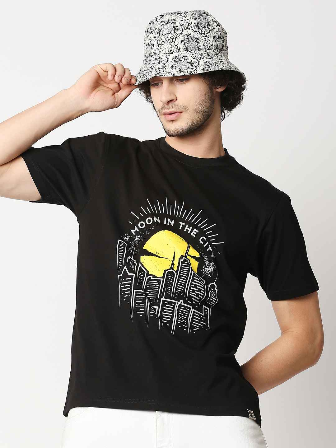 Buy Men's Comfort fit Black chest print T-shirt