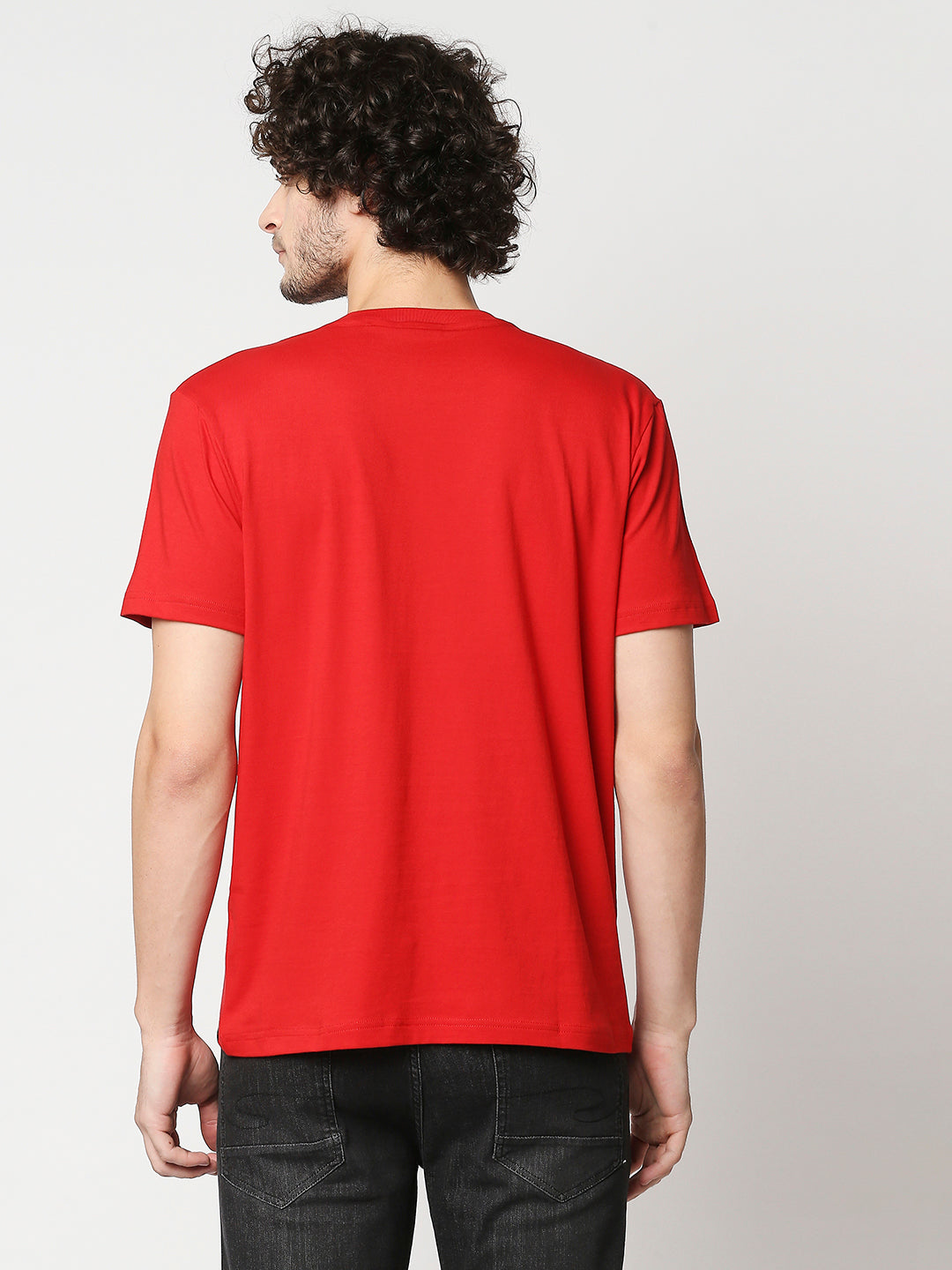Buy BLAMBLACK Men Round neck Regular T-Shirt Red Color Printed Half sleeves