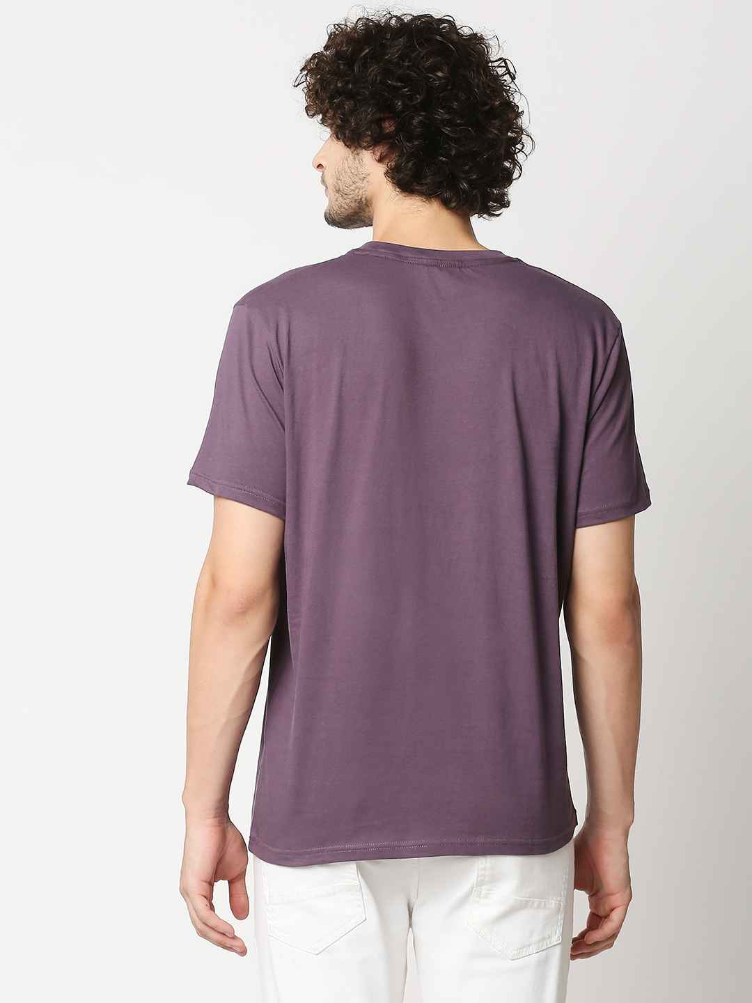 Buy Men's Comfort fit Lavender Chest print T-shirt