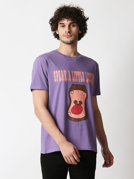 Buy Men's Purple Comfort fit T-shirt with chest print
