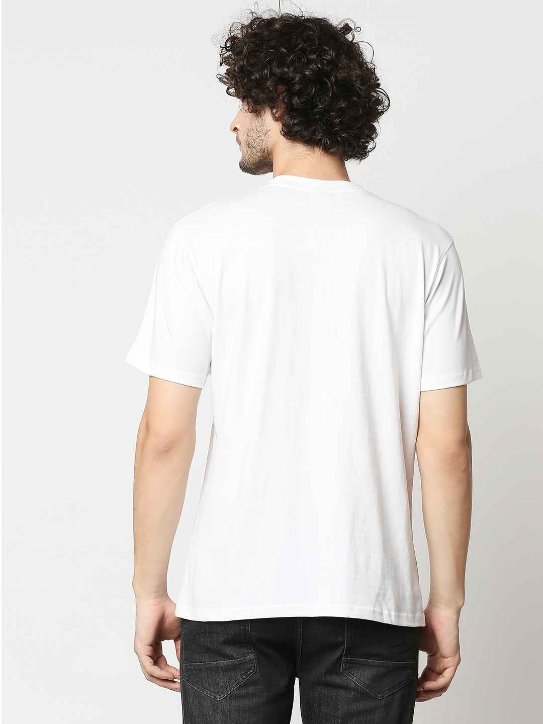 Buy Men's Comfort fit White chest print T-shirt