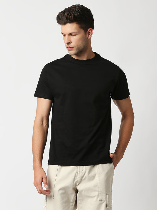 Buy Blamblack Men's Black Color Plain T Shirt
