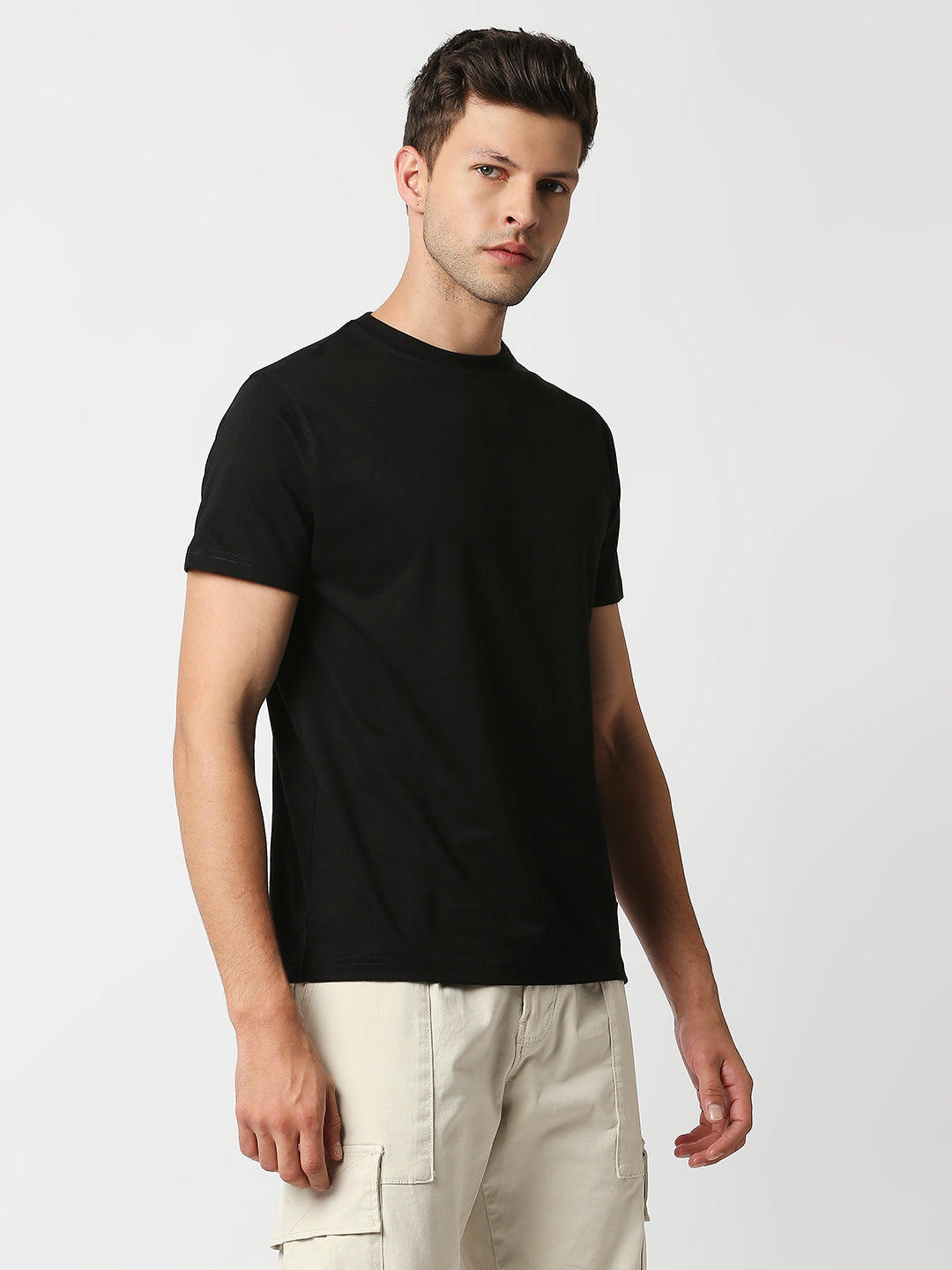 Buy Blamblack Men's Black Color Plain T Shirt