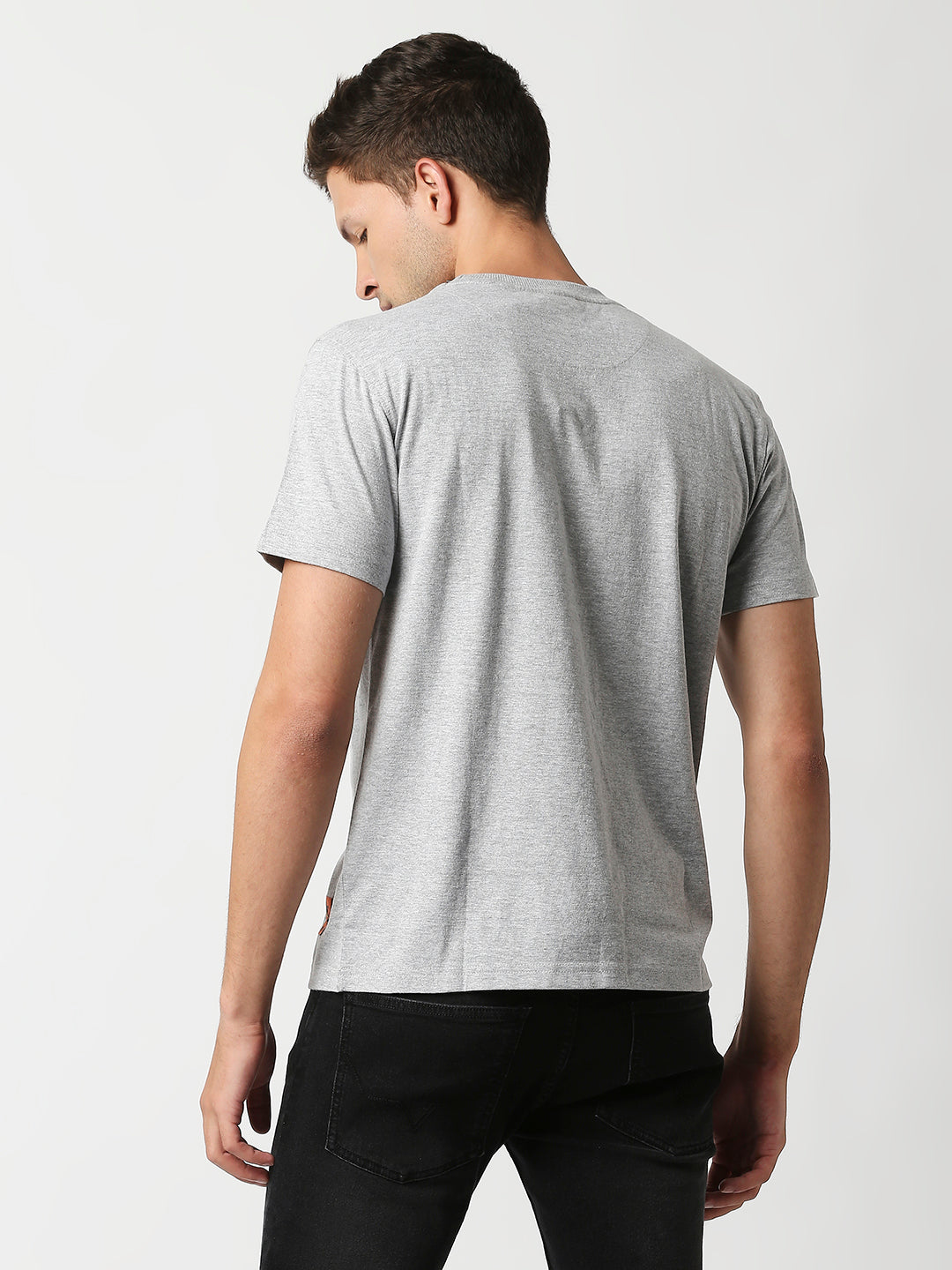 Buy Blamblack Men's Half Sleeves Grey Melange Plain T Shirt