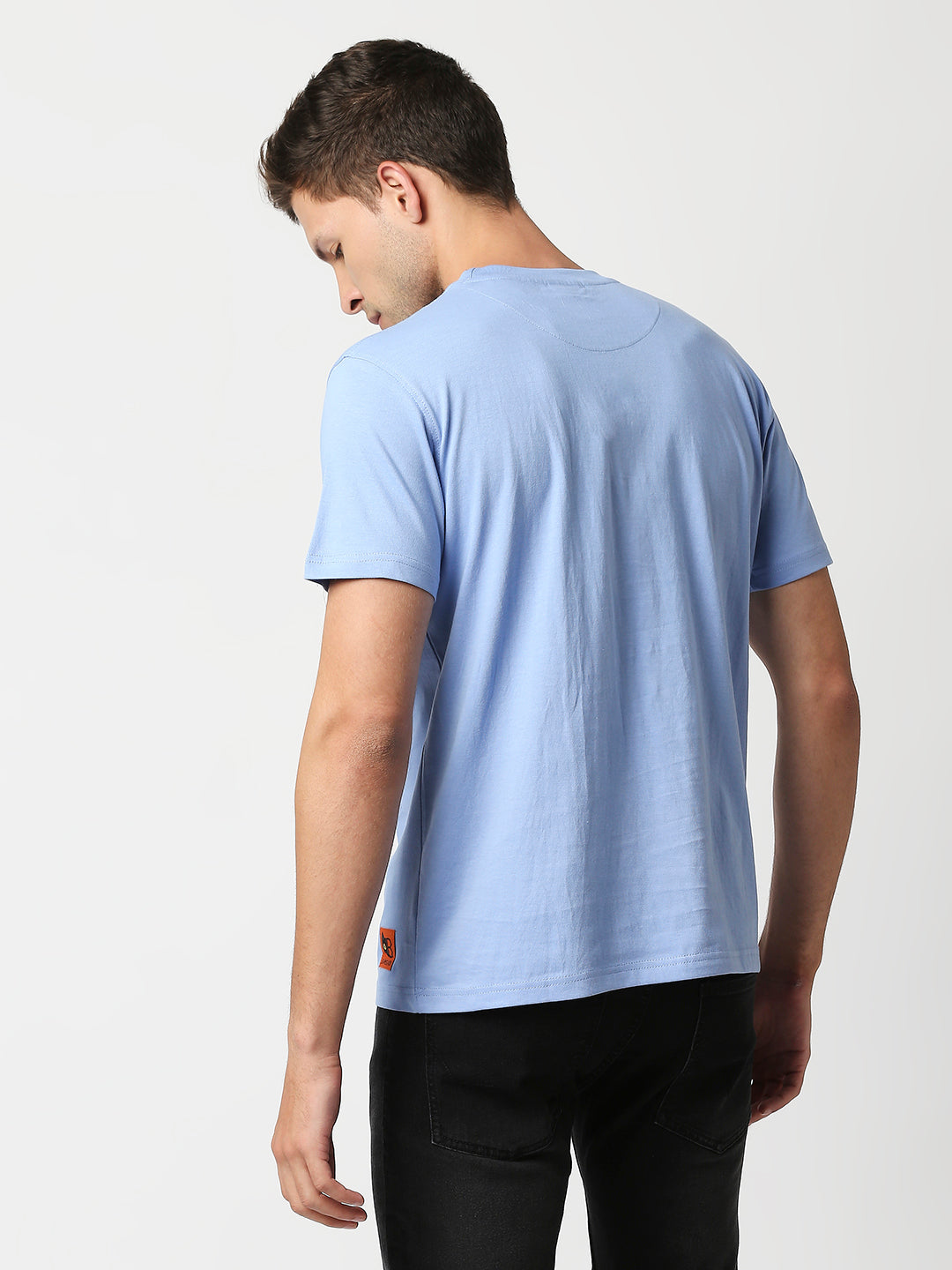 Buy Blamblack Men's Powder Blue Color Plain T Shirt