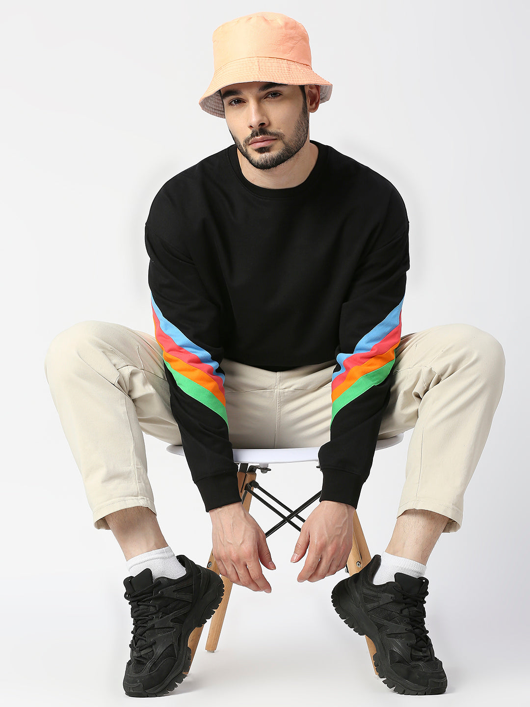 Buy Blamblack Black Rainbow line Full sleeved Sweatshirt.