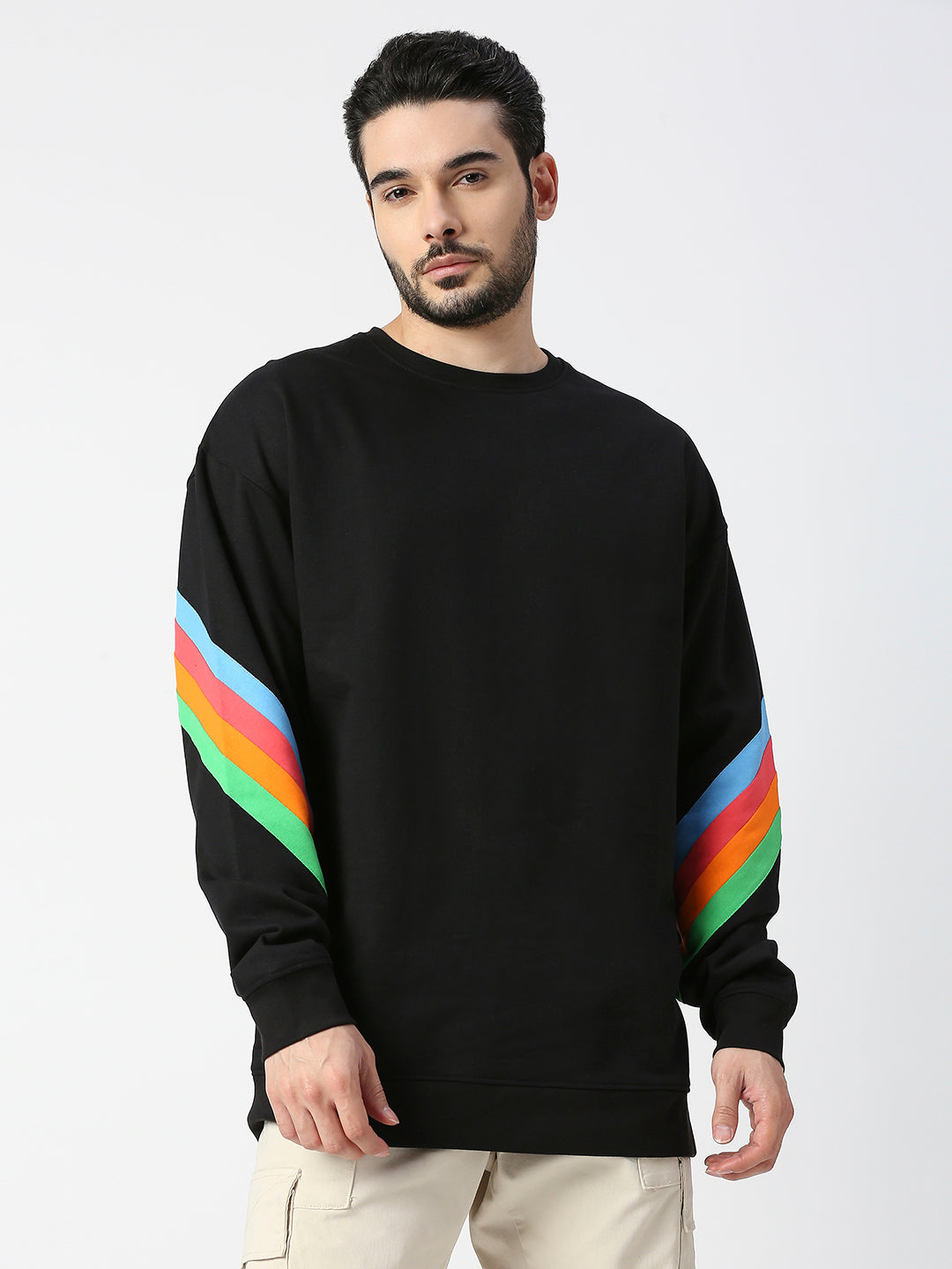 Buy Blamblack Black Rainbow line Full sleeved Sweatshirt.