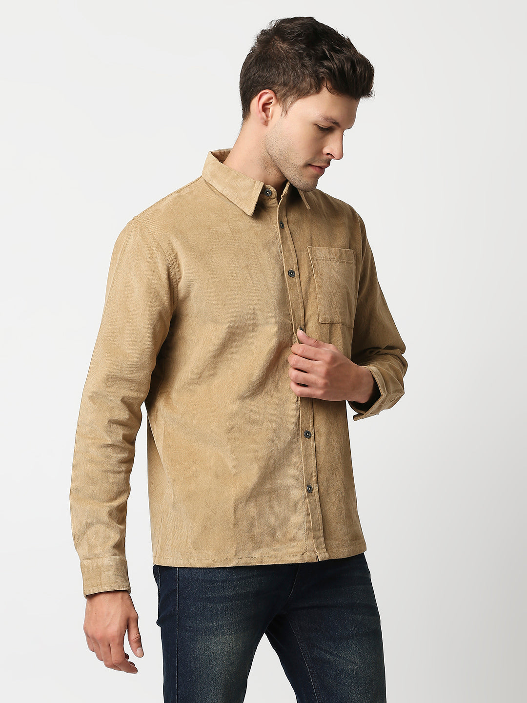 Buy Blamblack Men's Round Neck Beige Color Full Sleeves Shirt