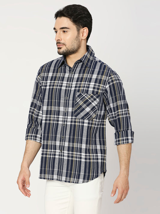 Buy BLAMBLACK Men's Checks Regular Fit Full Sleeves Spread Collar Shirt
