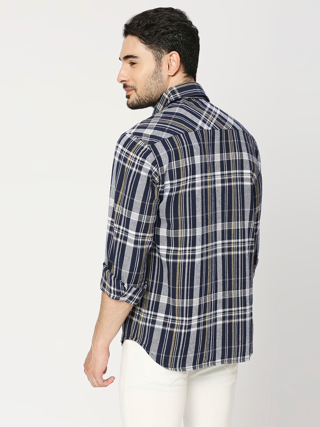 Buy BLAMBLACK Men's Checks Regular Fit Full Sleeves Spread Collar Shirt