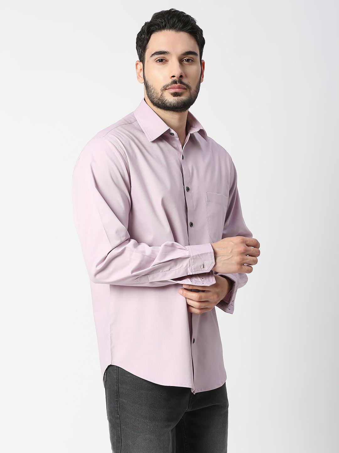 Buy Blamblack Lavender Color Solid Regular Shirt.