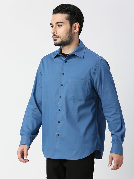 Buy Blamblack Blue colour solid regular shirt.