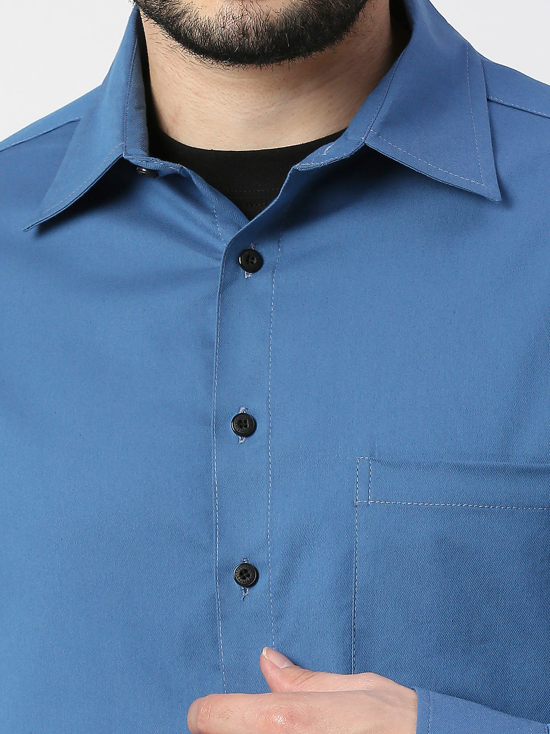 Buy Blamblack Blue colour solid regular shirt.