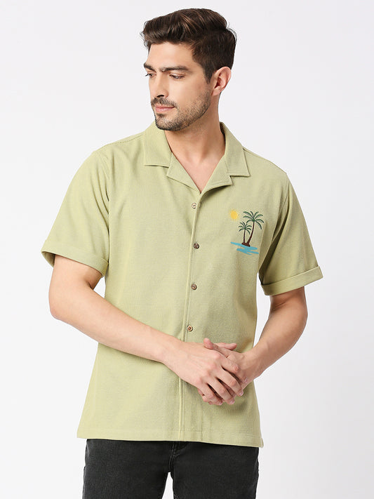 Buy BLAMBLACK Embroidered Half Sleeves Collar Shirt