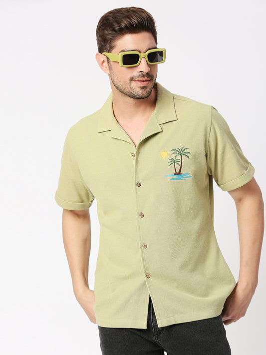 Buy BLAMBLACK Embroidered Half Sleeves Collar Shirt