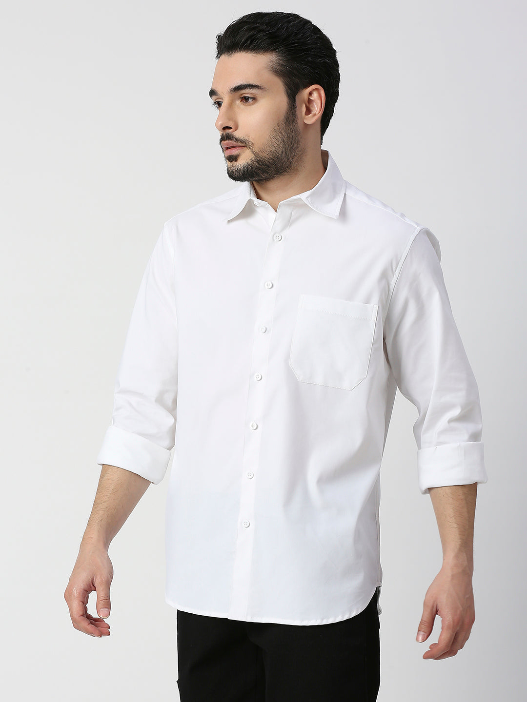 Buy Blamblack White colour solid oversized shirt.
