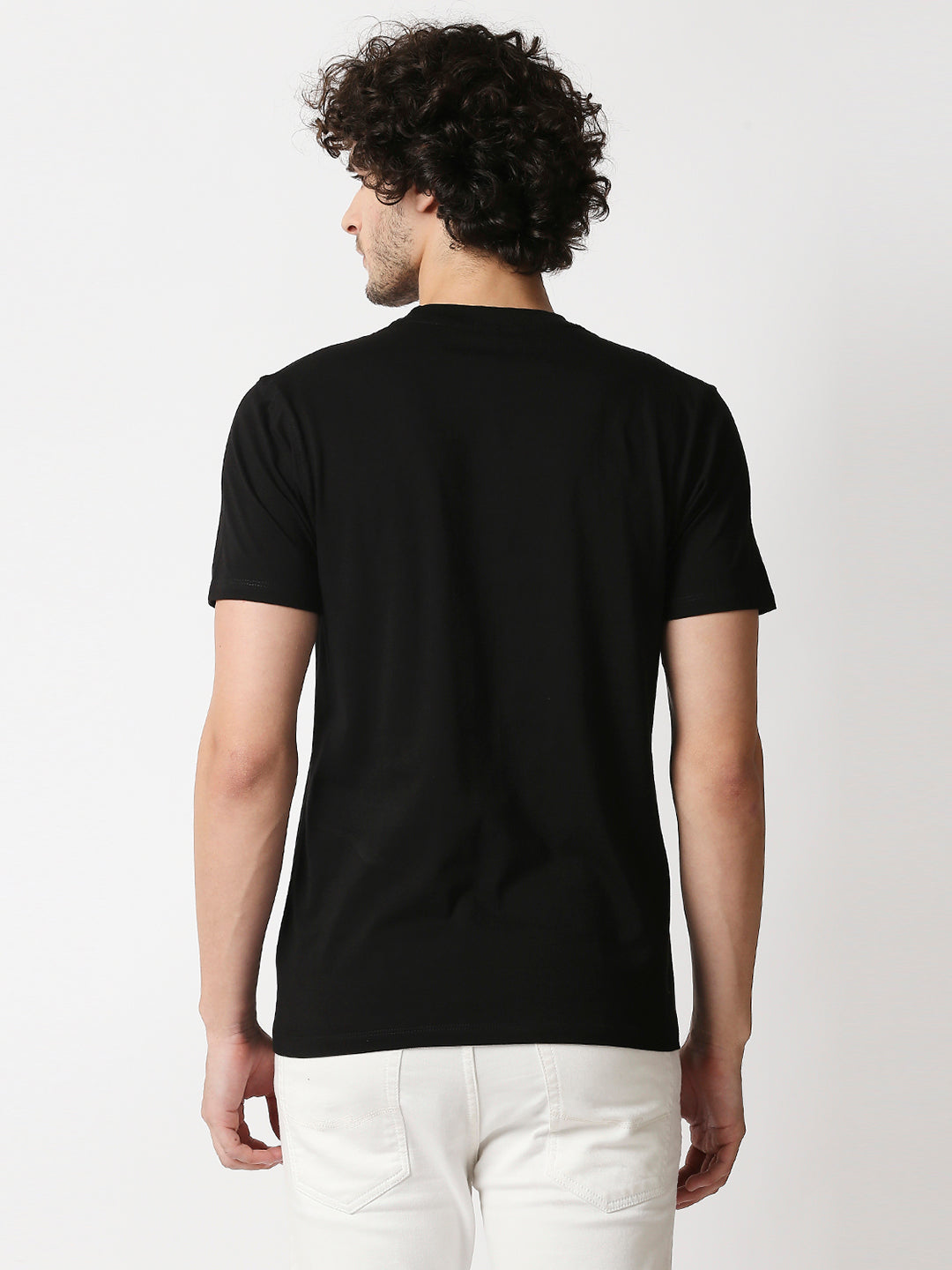 Buy Men's Black Regular fit Chest print T-shirt.