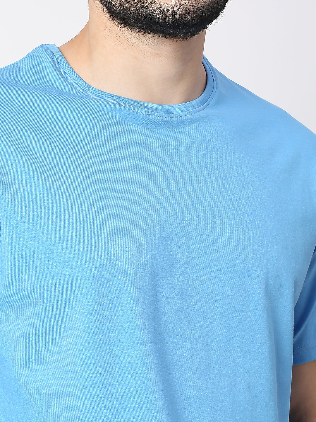 Buy Blamblack Solid Light Blue Half Sleeved T-shirt