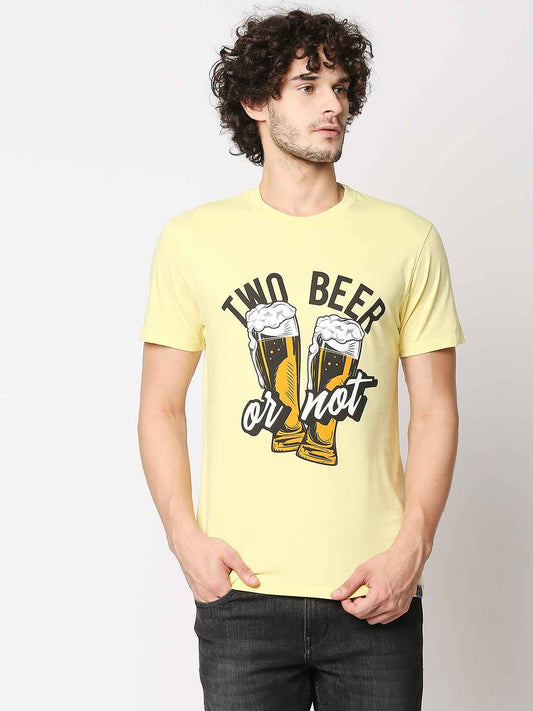 Buy Men Regular Fit Lemon Yellow Chest Print T-shirt